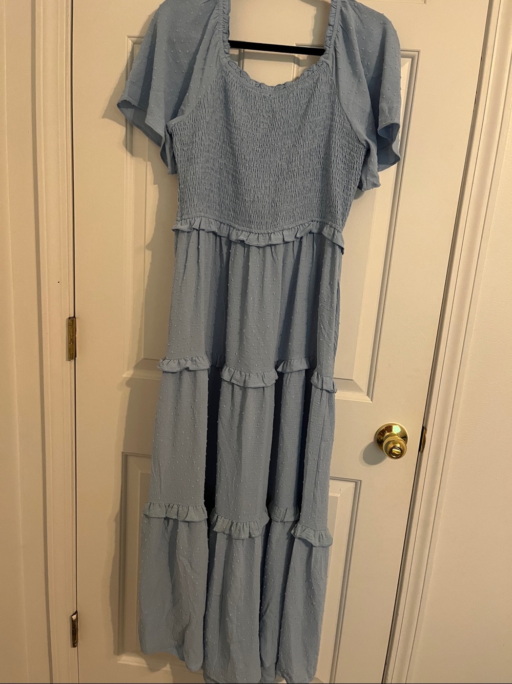 Smocked Tiered Maxi Dress in Powder Blue - Picture 2 of 2
